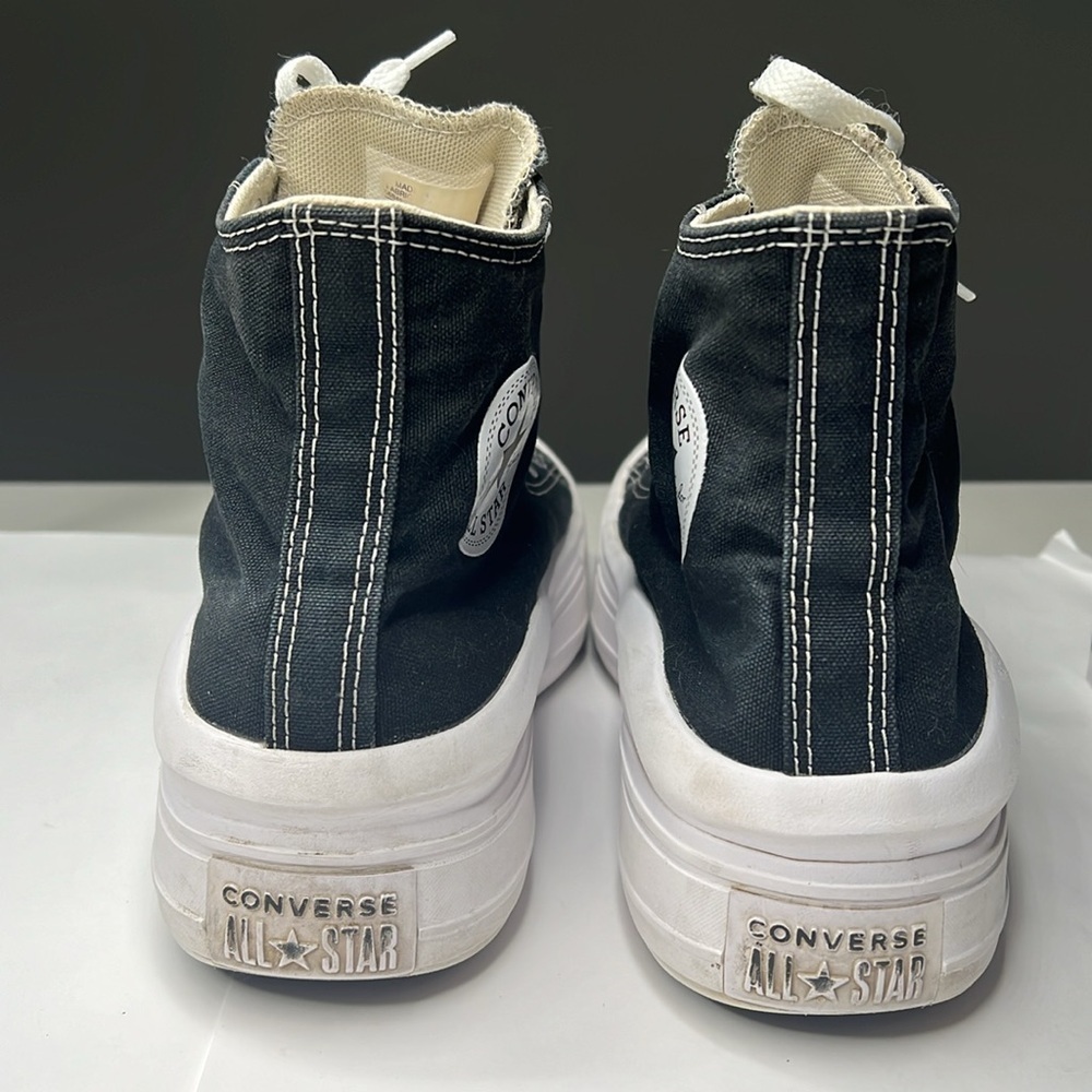 Converse Chuck Taylor Sz 10 All Star Move Platform Sneakers Black Canvas - Picture 3 of 8